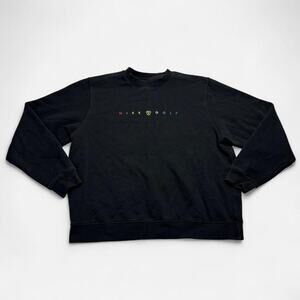 Nike Golf Rainbow Embroidered Center Logo Crewneck Sweatshirt Black Men’s Large